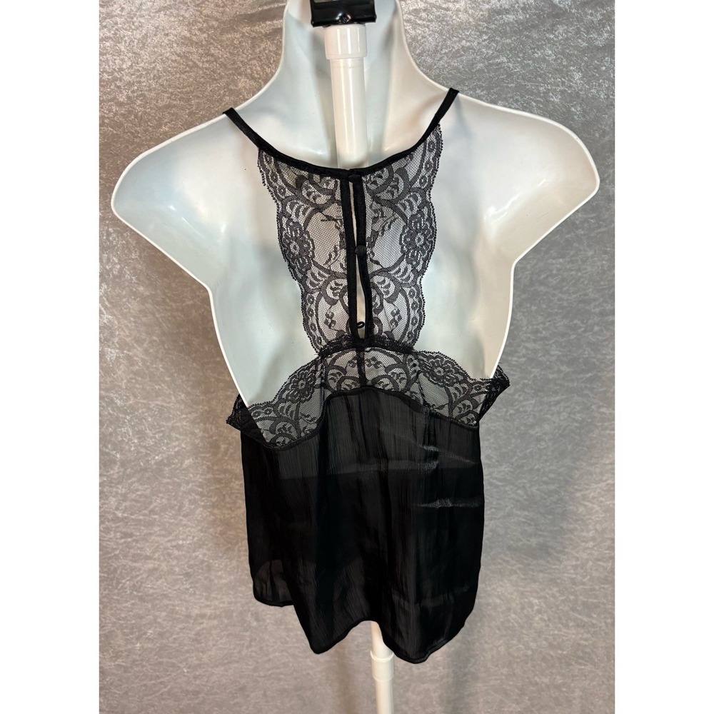 Black Sheer Lace Cami Y2K Coquette Indie Sleaze Fairy Grunge Tank Goth Festival - Picture 3 of 8